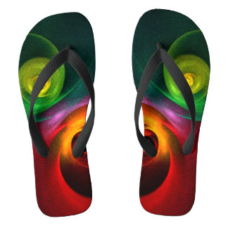 Chanclas Yin Verde Rojo Yang Patrón de arte abstracto moder