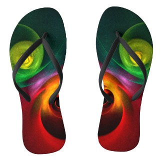 Chanclas Yin Verde Rojo Yang Patrón de arte abstracto moder