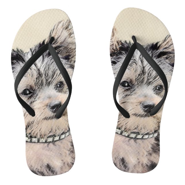 Chanclas Yorkshire Terrier Puppy Pintando Arte Original De  (Plantilla)