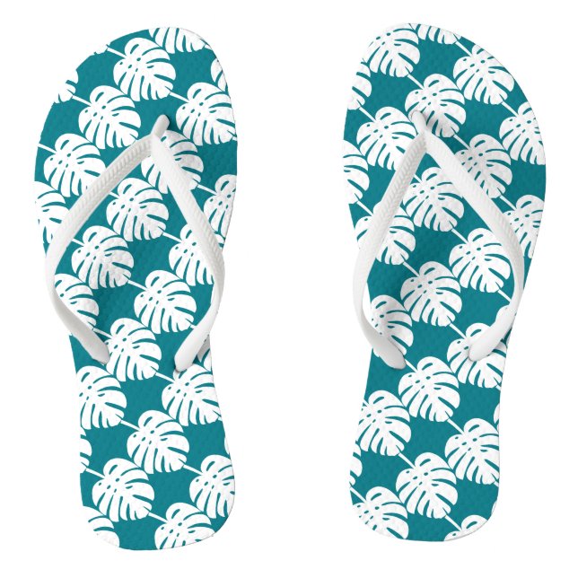 Chanclas zapatillas de playa verde azuladas de hojas de pal (Plantilla)