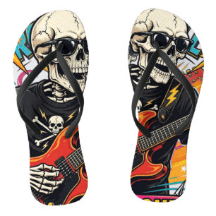 Chanclas Zapatos de dedo de esqueleto de guitarra de rock d