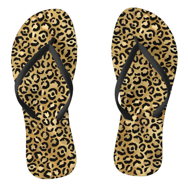 Chanclas Zapatos de leopardo dorado Flip Flops (Plantilla)