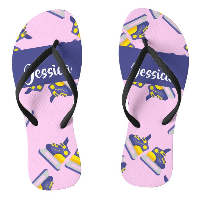 Chanclas Zapatos de patinaje sobre hielo azul y amarillo (Plantilla)