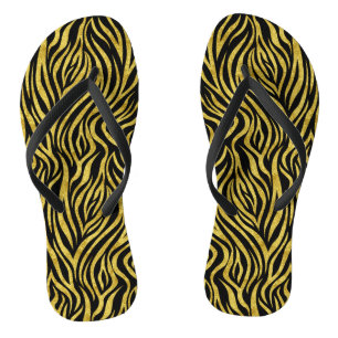 Chanclas Zebra negra dorada Flip Flops