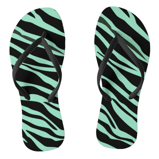 Chanclas Zebra verde de menta rayada (Plantilla)