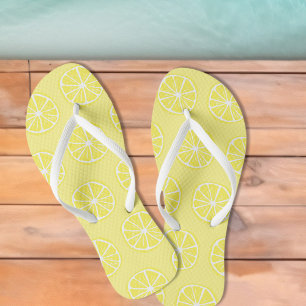 Chanclas Zesty Lemon Slice Citrus Yellow Pool & Beach Fun