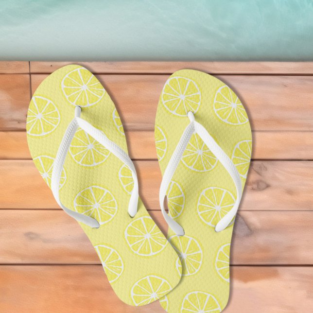 Chanclas Zesty Lemon Slice Citrus Yellow Pool & Beach Fun (Zesty Lemon Slice Citrus Yellow Pool & Beach Fun Flip Flops)