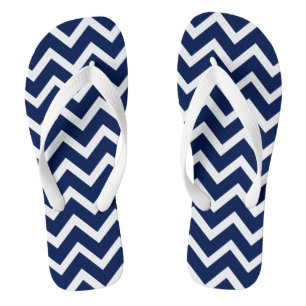 Chanclas Zigzag Chevron geométrico blanco y azul