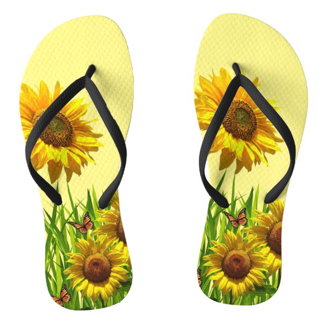 Chancletas Amarillas de Mariposa de Girasol (Plantilla)