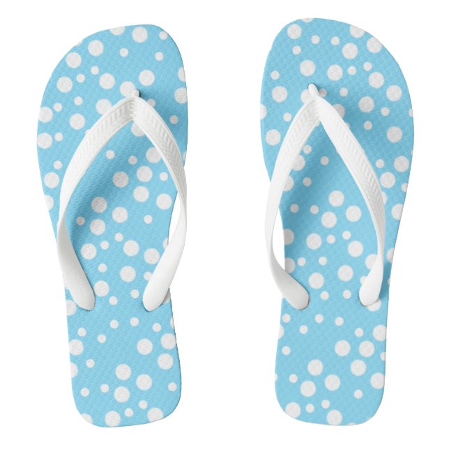Chancletas azul claro con lunares blancos que llam (Plantilla)