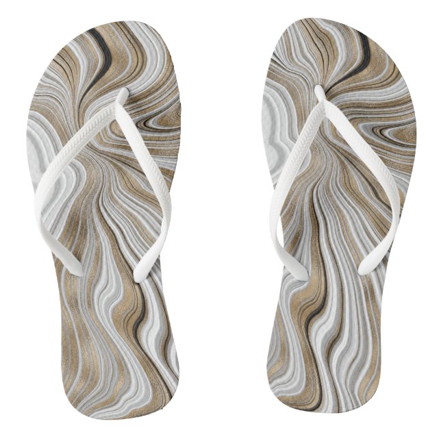 Chancletas Blancas con Remolino Dorado Chic Marble (Plantilla)