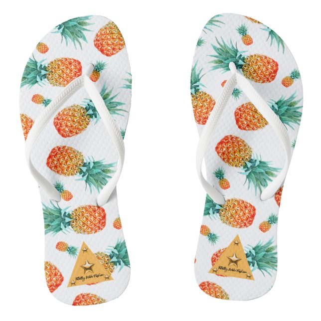 Chancletas blancas de piña tropical (Plantilla)