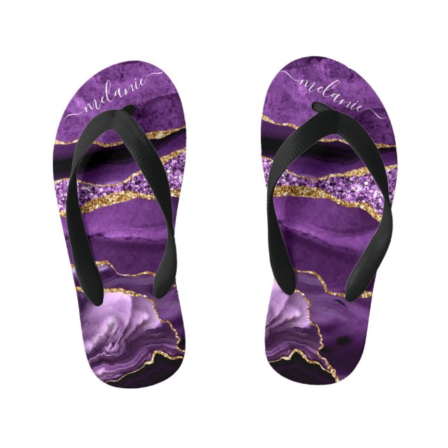 Chancletas con nombre personalizado Agate Morado D (Plantilla)