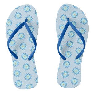Chancletas con Pintura de Flores de Loto Azules Ab