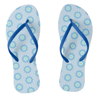 Chancletas con Pintura de Flores de Loto Azules Ab