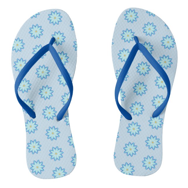 Chancletas con Pintura de Flores de Loto Azules Ab (Plantilla)