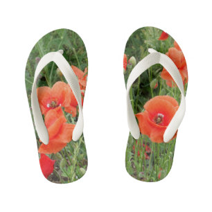 Chancletas de amapolas rojas, niños