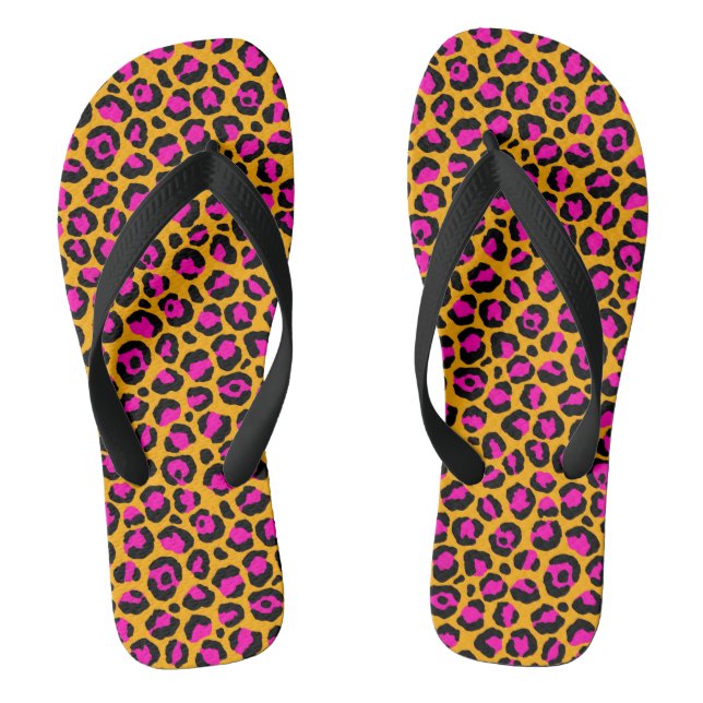 Chancletas de estampado de guepardo rosa y naranja (Plantilla)
