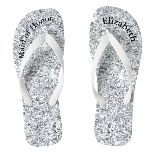 Chancletas de honor con brillo de plata con monogr (Plantilla)