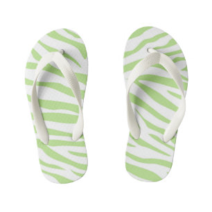 Chancletas de impresión de cebra verde para niños