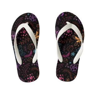 Chancletas de mariposa floral neón