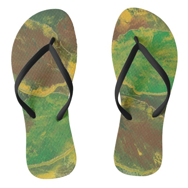 Chancletas de Otoño Hojas de Abedul Verdes Marrone (Plantilla)