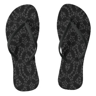 Chancletas Elegantes de Encaje Floral Negro para V