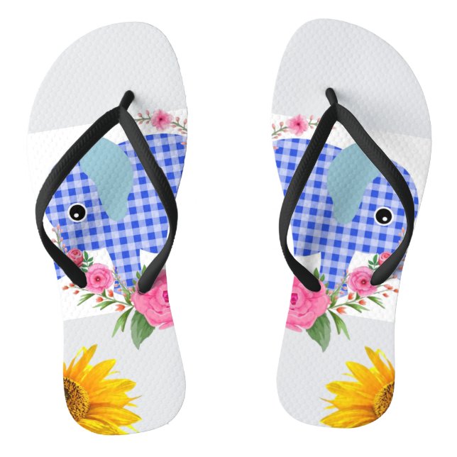Chancletas Florales Elefante Azul Girasol (Plantilla)