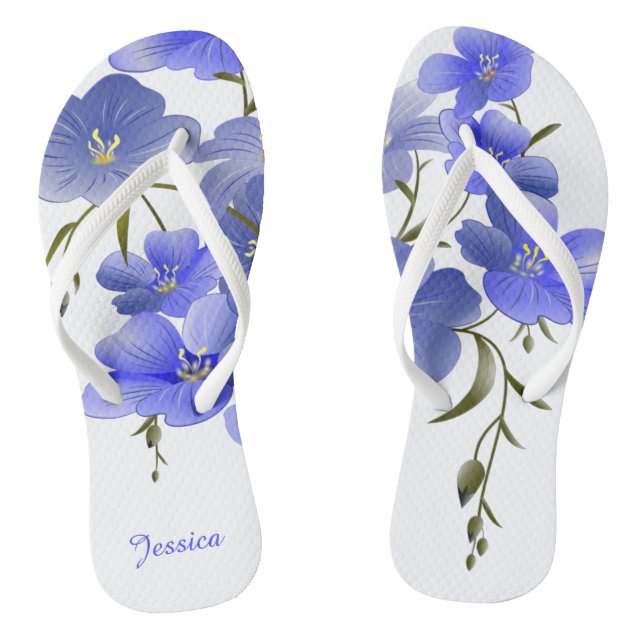 Chancletas Florales Personalizadas con Flores Azul (Plantilla)