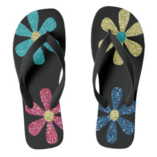 chancletas florales purpurinas de mujeres