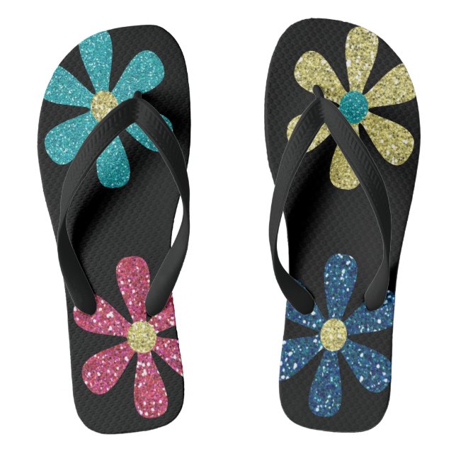 chancletas florales purpurinas de mujeres (Plantilla)