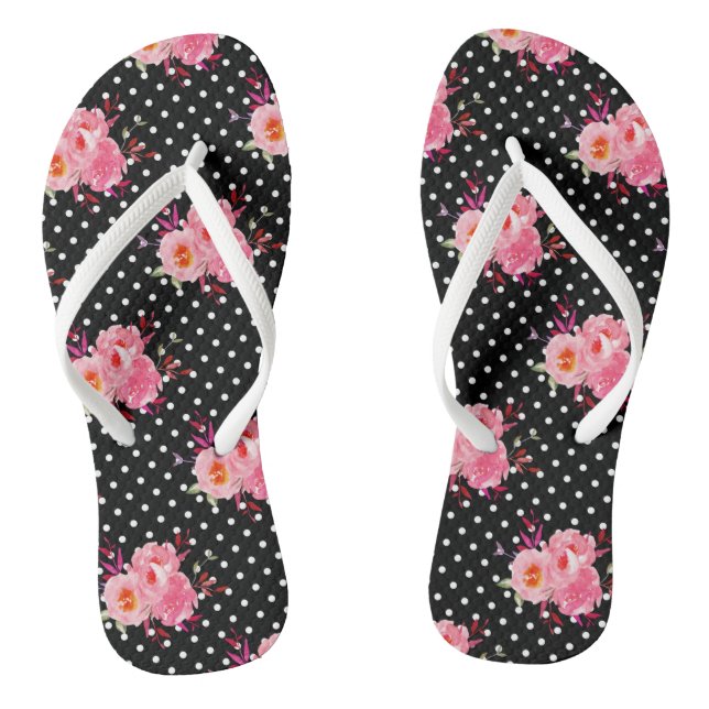 Chancletas florales rosadas con lunares (Plantilla)