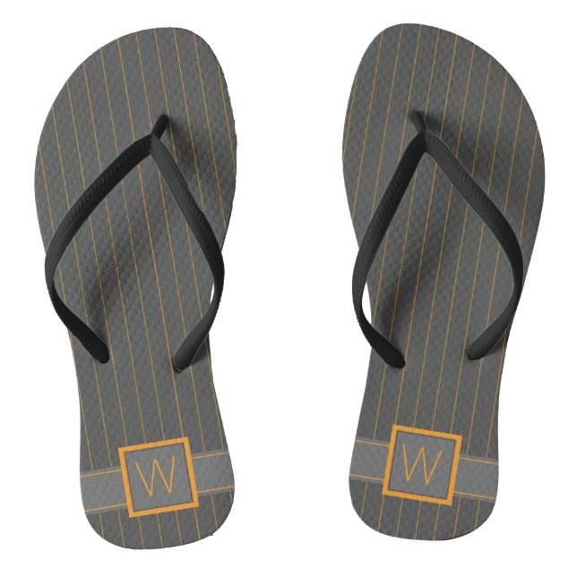 Chancletas grises con rayas naranjas (Plantilla)
