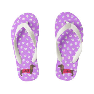 Chancletas Moradas de Dachshund para Niñas
