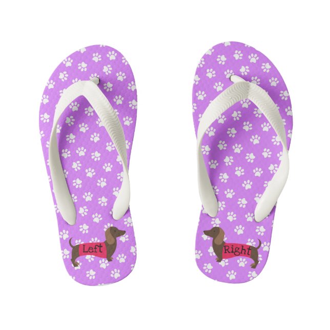 Chancletas Moradas de Dachshund para Niñas (Plantilla)