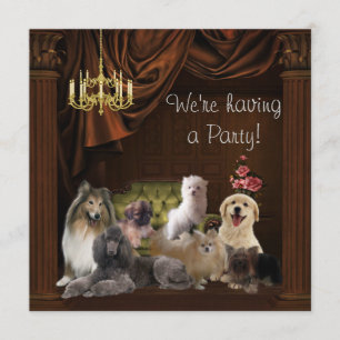Chandelier Dogs Puppies Party Invitación Template