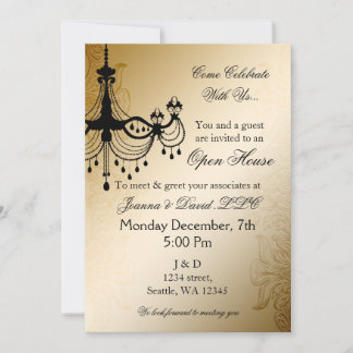 Chandelier Gold elegante Invitación a la fiesta co