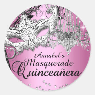 Chandelier Masquerade Pink Quinceanera Pegatina