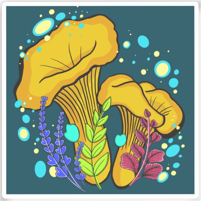 Chanterelle Mushroom Vinyl Pegatina (Anverso)