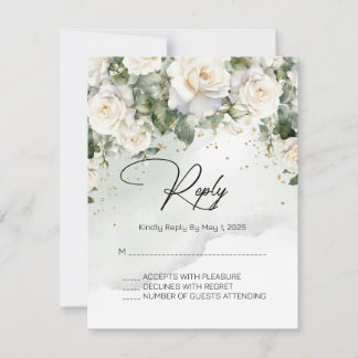 Chantilly Lace Rosas Boda Tarjeta RSVP