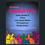Chanukah Fiesta Flyer<br><div class="desc">Volante Fiesta de Chanukah con dreidles. ¡Gran invitación para la familia chanukah Fiesta!</div>