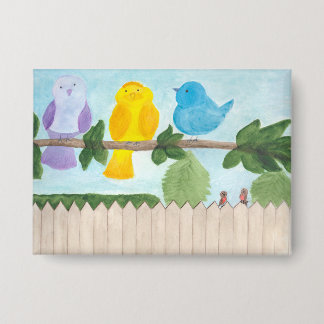 Chapa 3 pájaros coloridos caprichosos y lindos