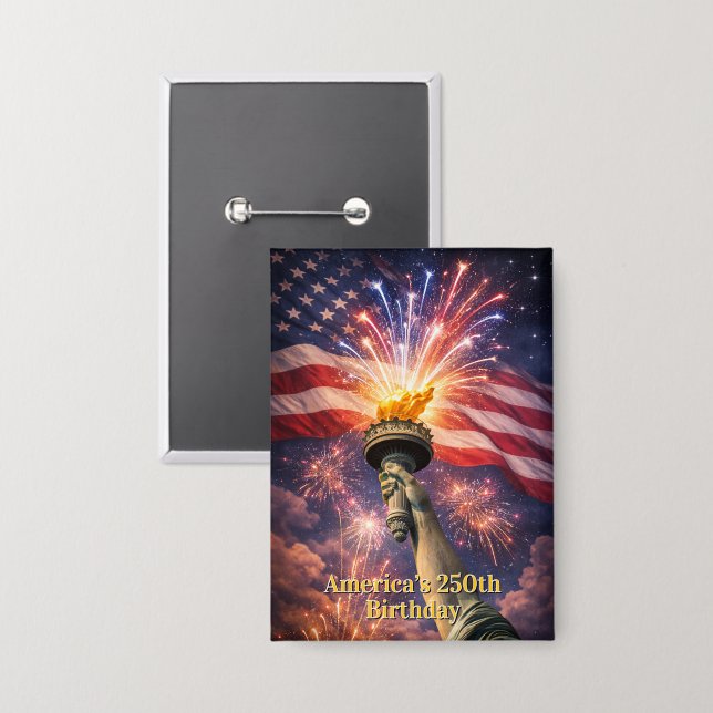 Chapa 4th of July Liberty Torch Fireworks USA 250th (Anverso/Reverso)