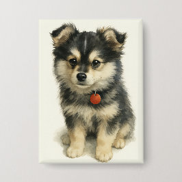 Chapa Adorable Watercolor Pomchi Puppy Portrait 