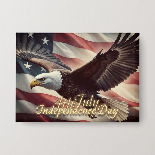 Chapa Águila del 4 de julio con bandera americana