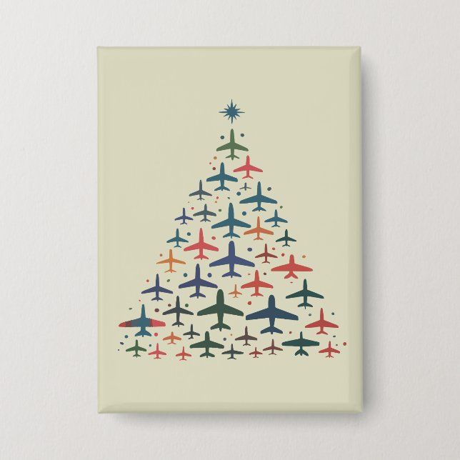 Chapa Airplane Christmas Tree Retro Pilot Flying Flight  (Anverso)