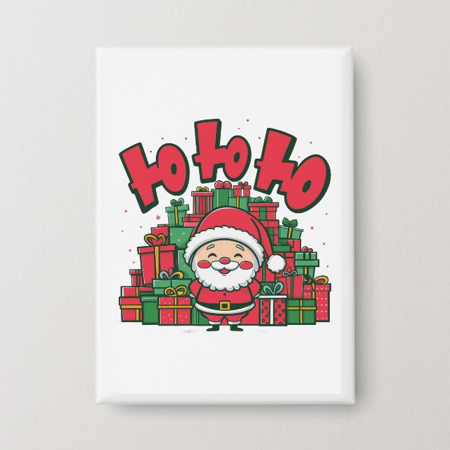 Chapa Alegre Papá Noel de Dibujos Animados Navidad (Anverso)
