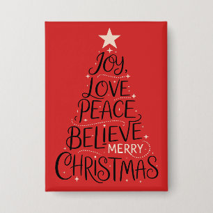 Chapa Alegría Amor Paz Cree Feliz Navidad Árbol Xmas