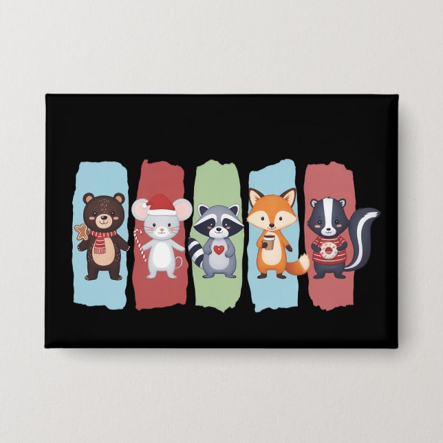Chapa Amante de Animales Navidad Mapache Zarigüeya Invie (Anverso)