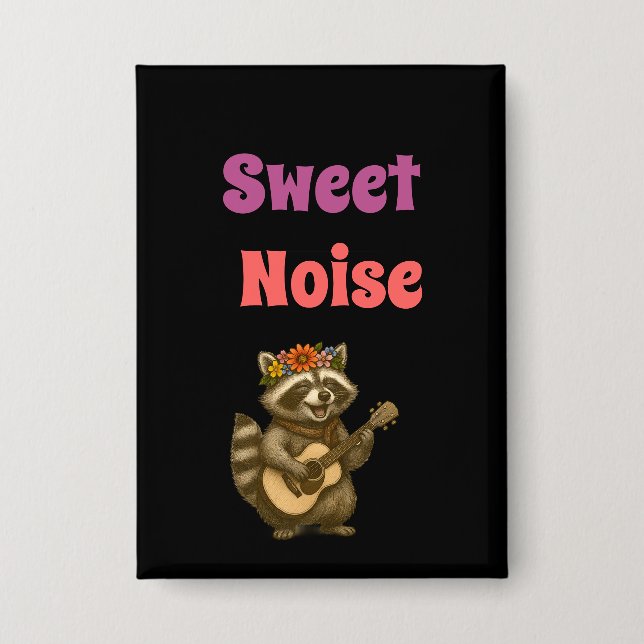 Chapa Amante de la música floral de Boho Raccoon (Anverso)